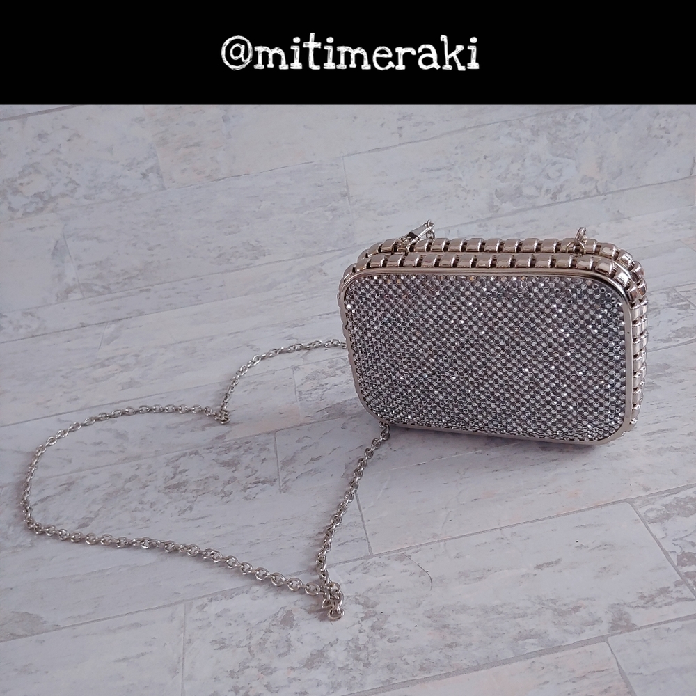 Caché Rhinestone Hardcover Clutch with Strap